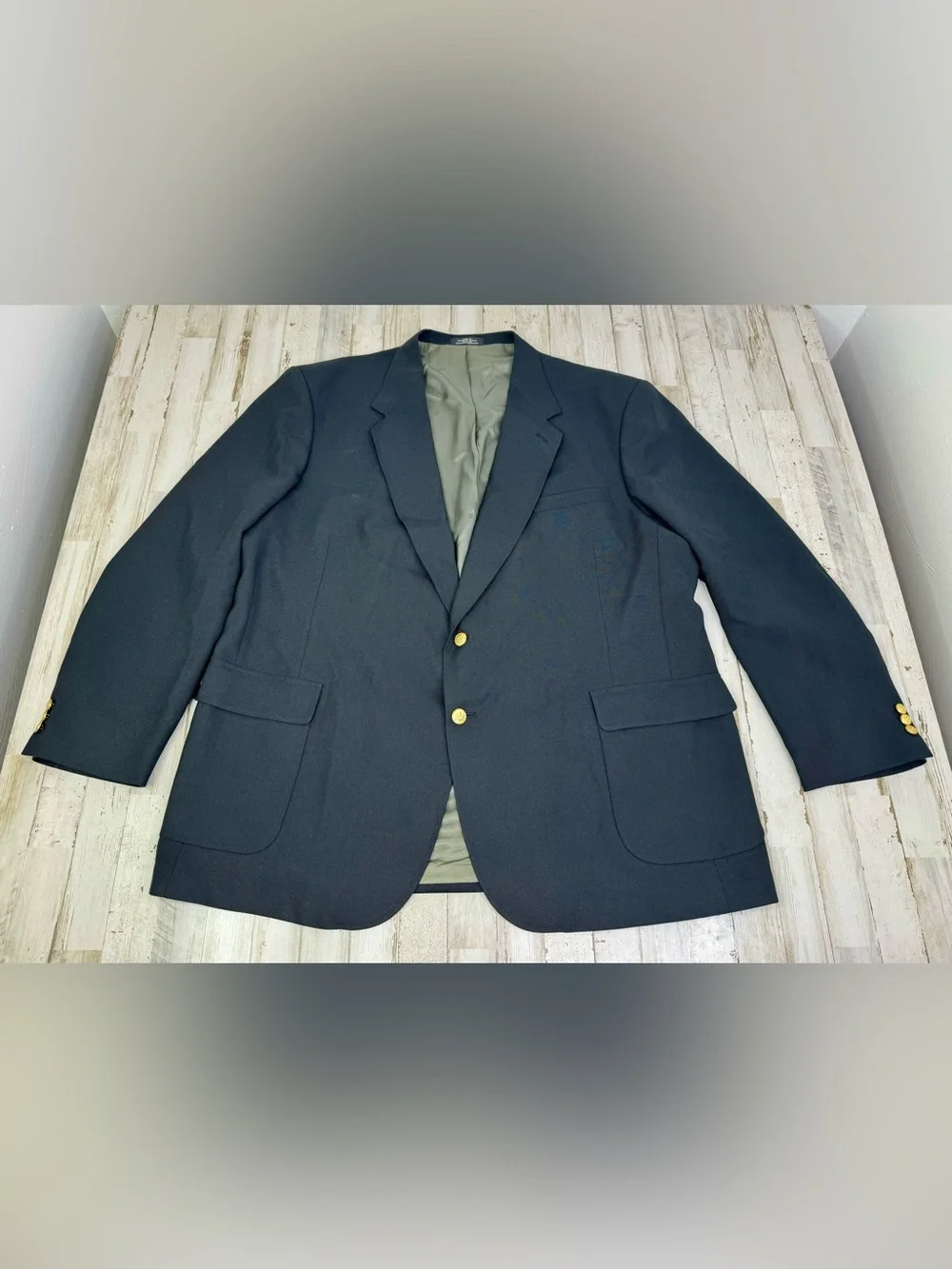 Stafford Mens 54L Worsted Wool Blend Sport Coat Classic Fit Blazer Black